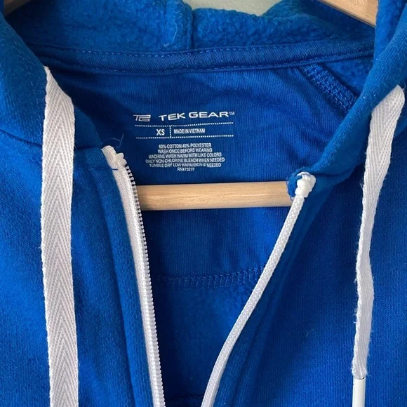 Tek Gear royal blue zip up hoodie hooded sweatshirt, size XS - Picture 2 of 8